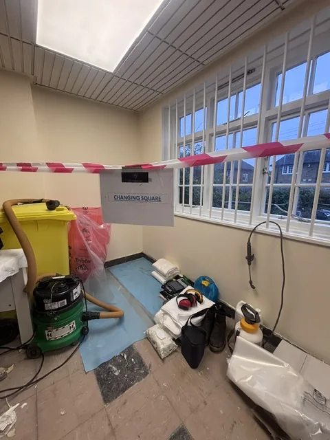 Asbestos floor tile and bitumen removal in Harlesden